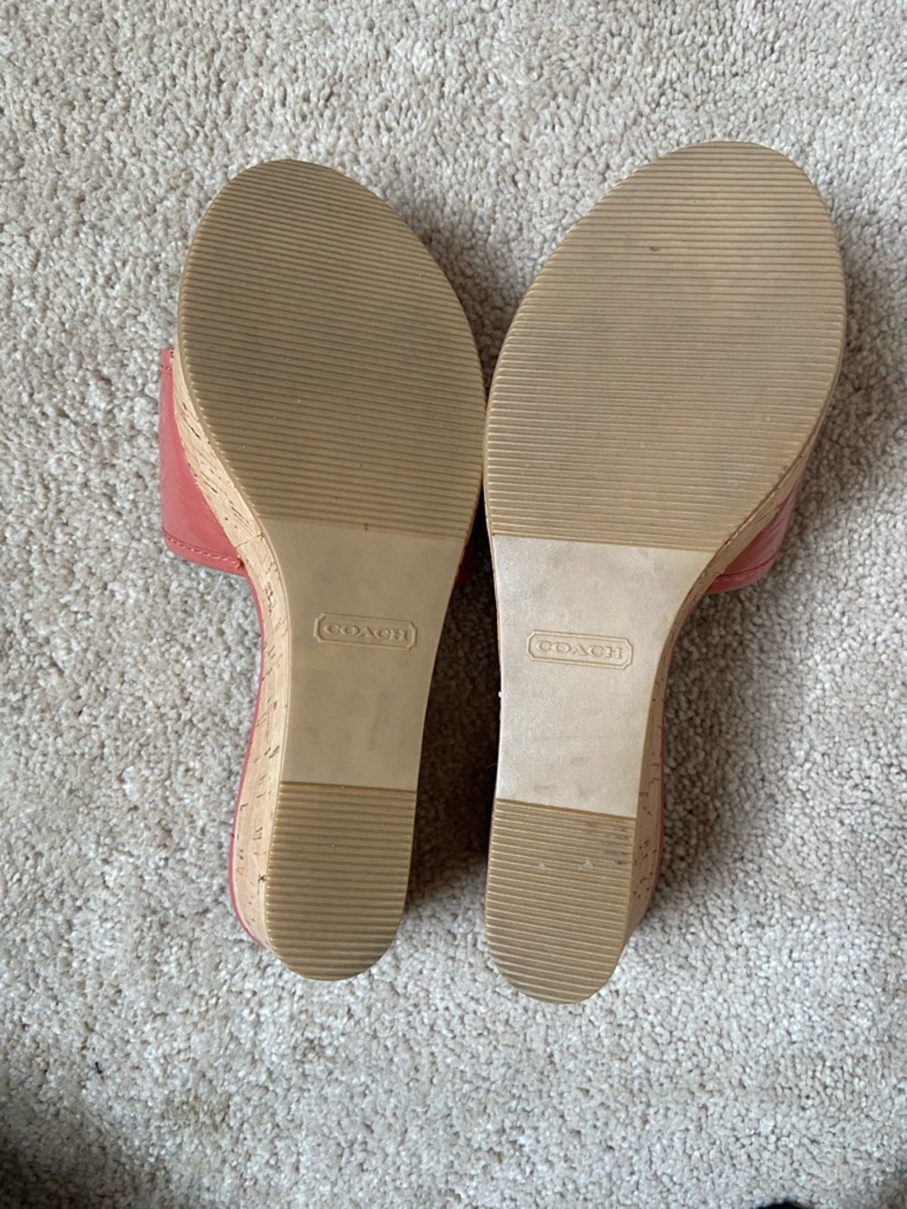 Coach Coral Pink Slide Sandals with Gold Emblem - Picture 6 of 7